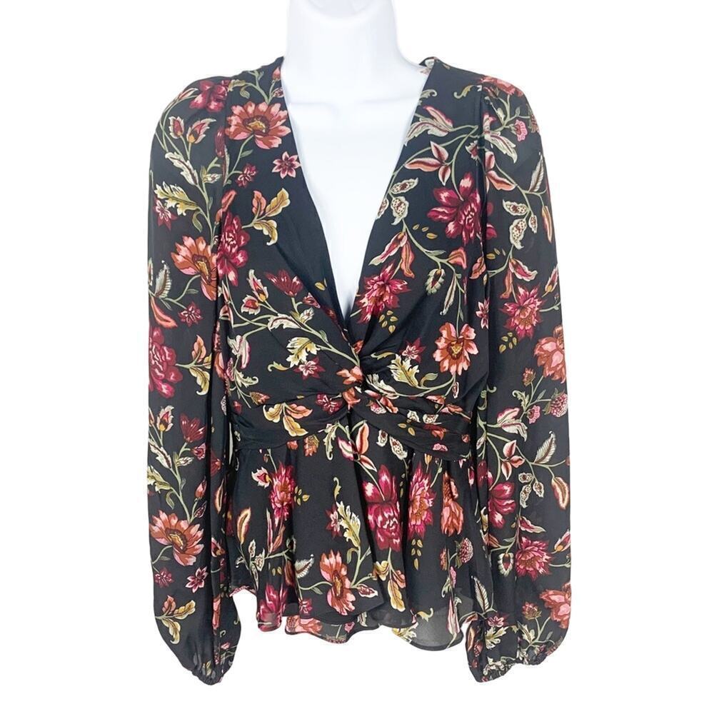 A.L.C  Dark Floral Romantic Long Sleeve Casual Top Size US 4 Career Wear